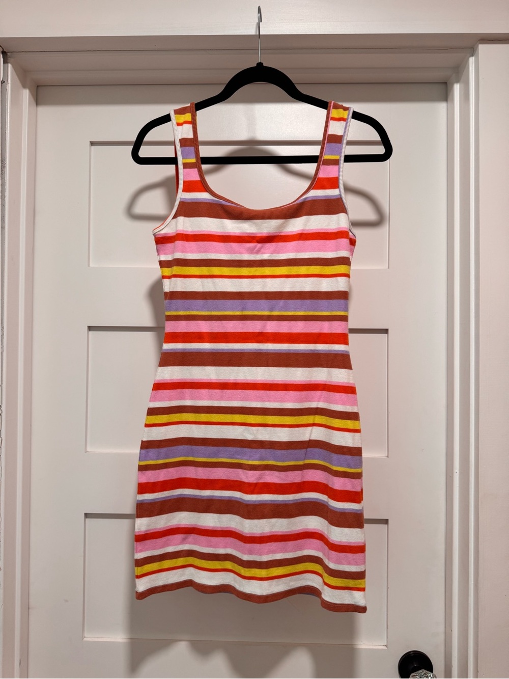 Roxy Striped Sleeveless Mini Dress in Pink, Red, Yellow, Purple, Brown, White